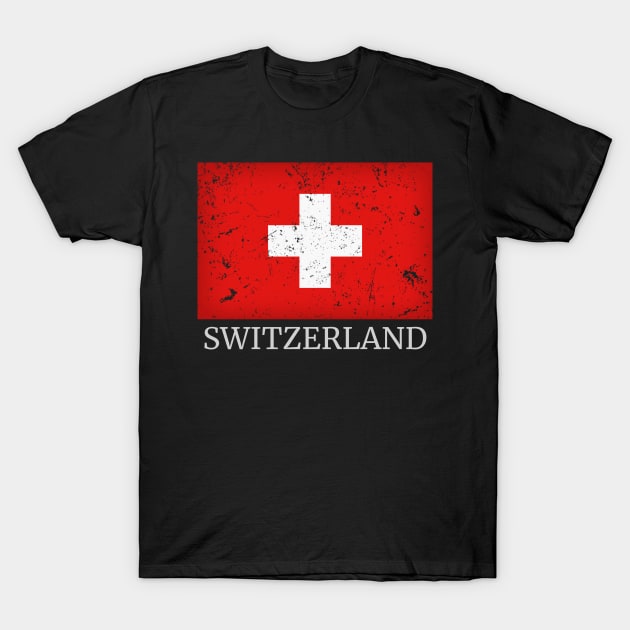 Flag of Switzerland - Retro Style Vintage Swiss Flag T-Shirt by PerttyShirty